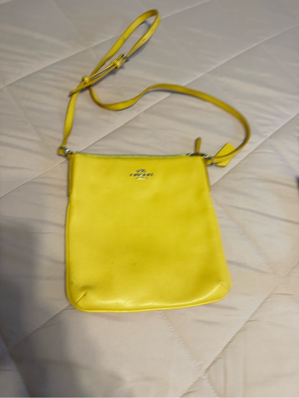 Coach Yellow Leather Crossbody Sling Bag